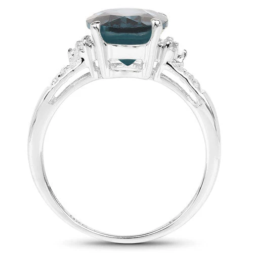 2.64 Carat Genuine London Blue Topaz and White Topaz .925 Sterling Silver Ring - Image 5