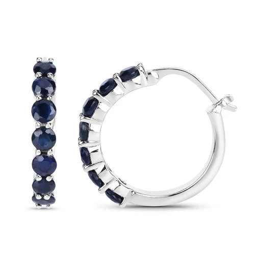 2.66 Carat Genuine Blue Sapphire .925 Sterling Silver Earrings - Image 2