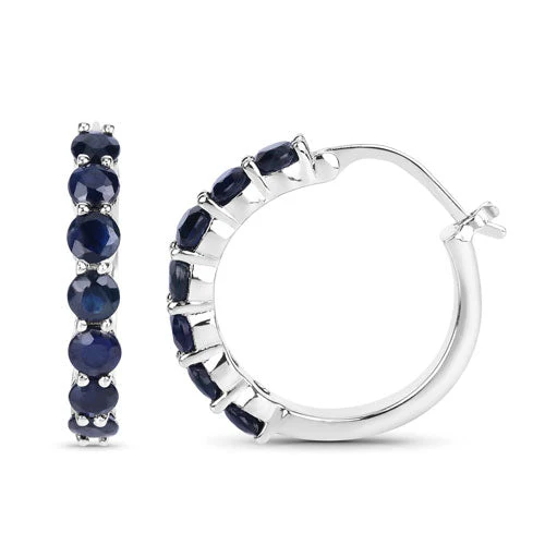 2.66 Carat Genuine Blue Sapphire .925 Sterling Silver Earrings - Image 6