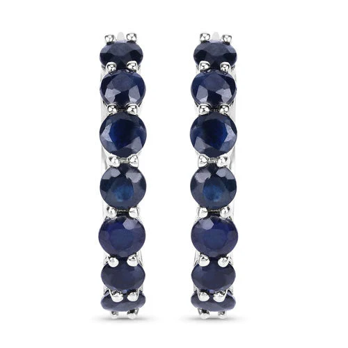 2.66 Carat Genuine Blue Sapphire .925 Sterling Silver Earrings - Image 7