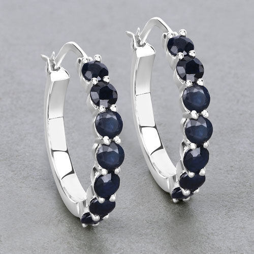 2.66 Carat Genuine Blue Sapphire .925 Sterling Silver Earrings - Image 8