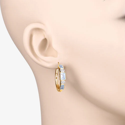 2.66 Carat Genuine Blue Topaz and White Topaz .925 Sterling Silver Earrings - Image 7