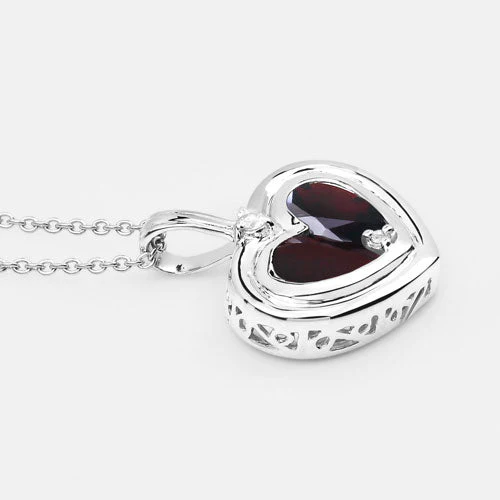 2.66 Carat Genuine Garnet and White Topaz .925 Sterling Silver Pendant - Image 10