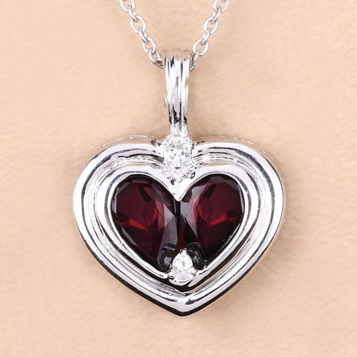 2.66 Carat Genuine Garnet and White Topaz .925 Sterling Silver Pendant - Image 11