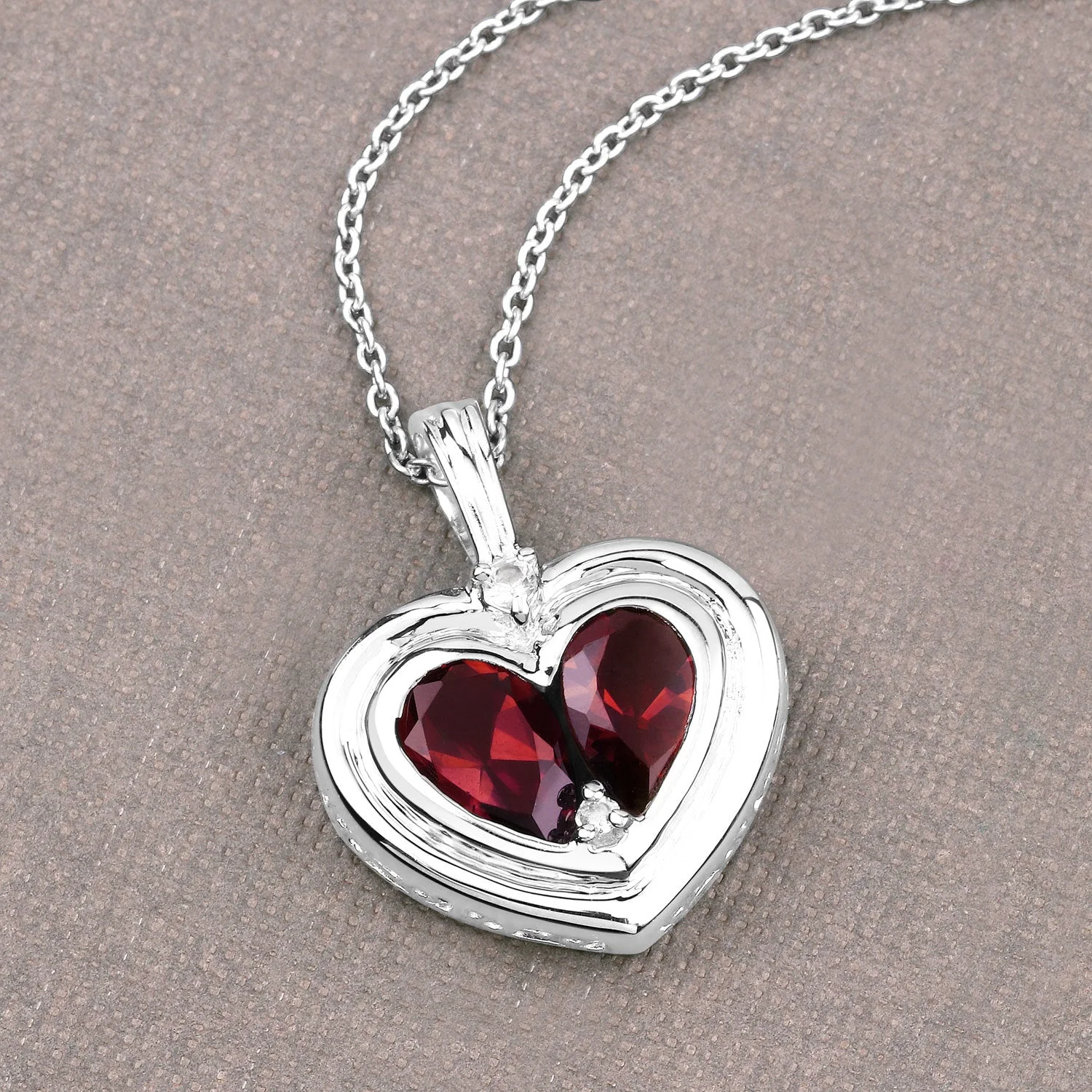 2.66 Carat Genuine Garnet and White Topaz .925 Sterling Silver Pendant - Image 4