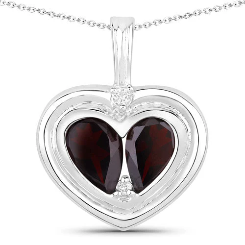 2.66 Carat Genuine Garnet and White Topaz .925 Sterling Silver Pendant - Image 5