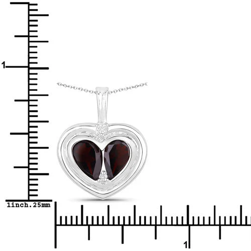 2.66 Carat Genuine Garnet and White Topaz .925 Sterling Silver Pendant - Image 7