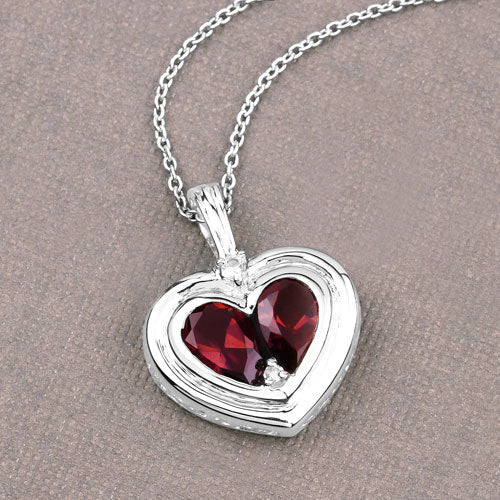 2.66 Carat Genuine Garnet and White Topaz .925 Sterling Silver Pendant - Image 8