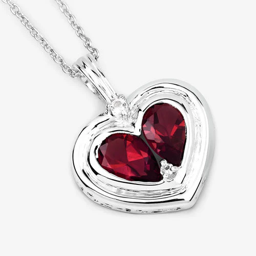 2.66 Carat Genuine Garnet and White Topaz .925 Sterling Silver Pendant - Image 9