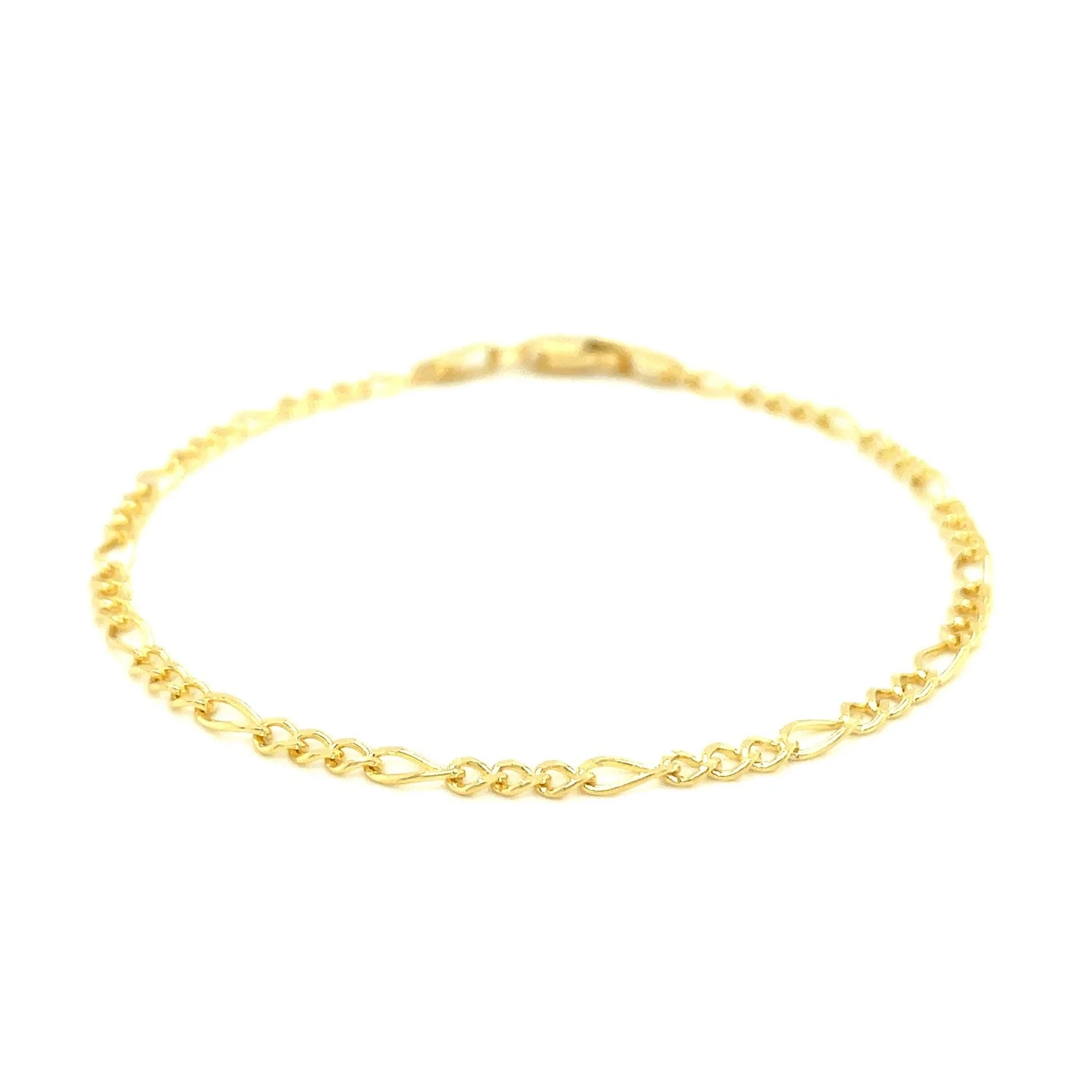 2.6mm 10k Yellow Gold Link Figaro Bracelet - Image 6