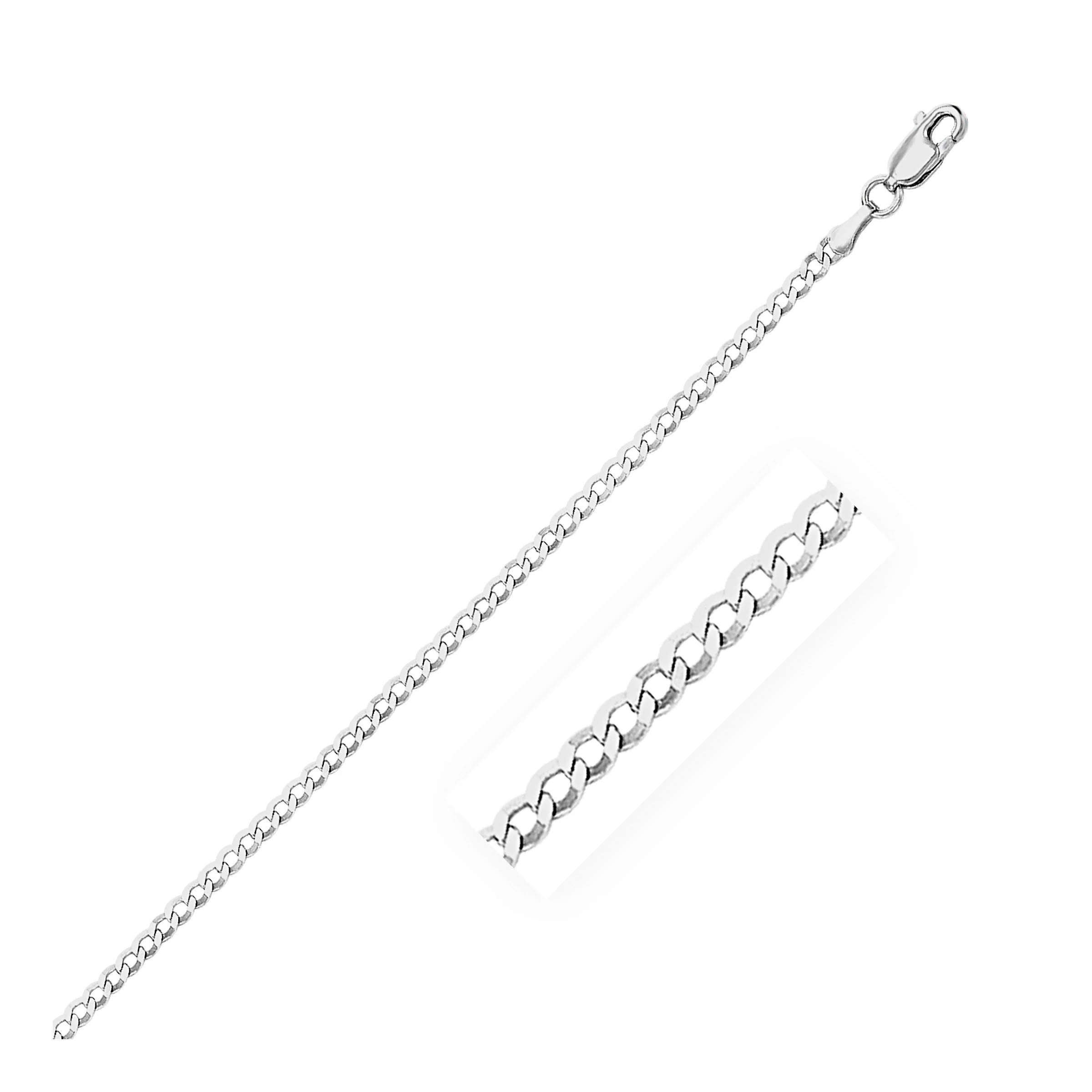 2.6mm 14k White Gold Curb Link Anklet - Image 3