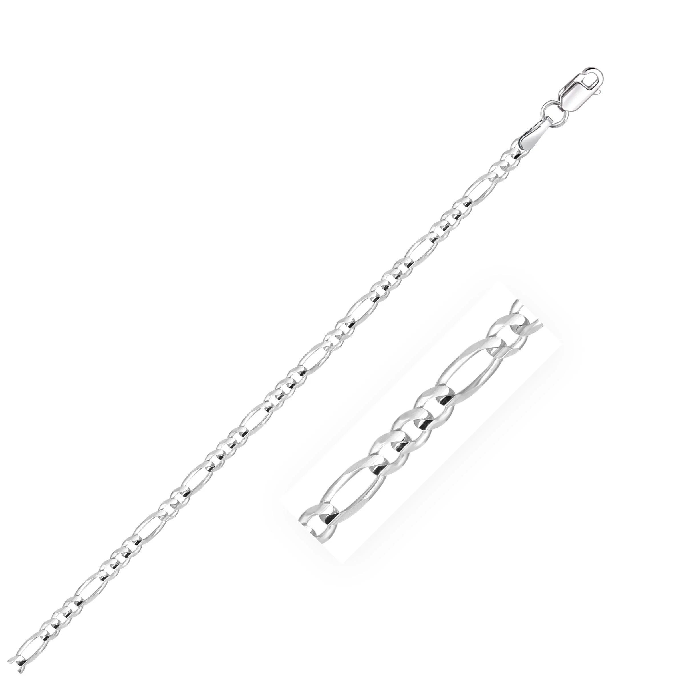 2.6mm 14k White Gold Solid Figaro Chain - Image 5
