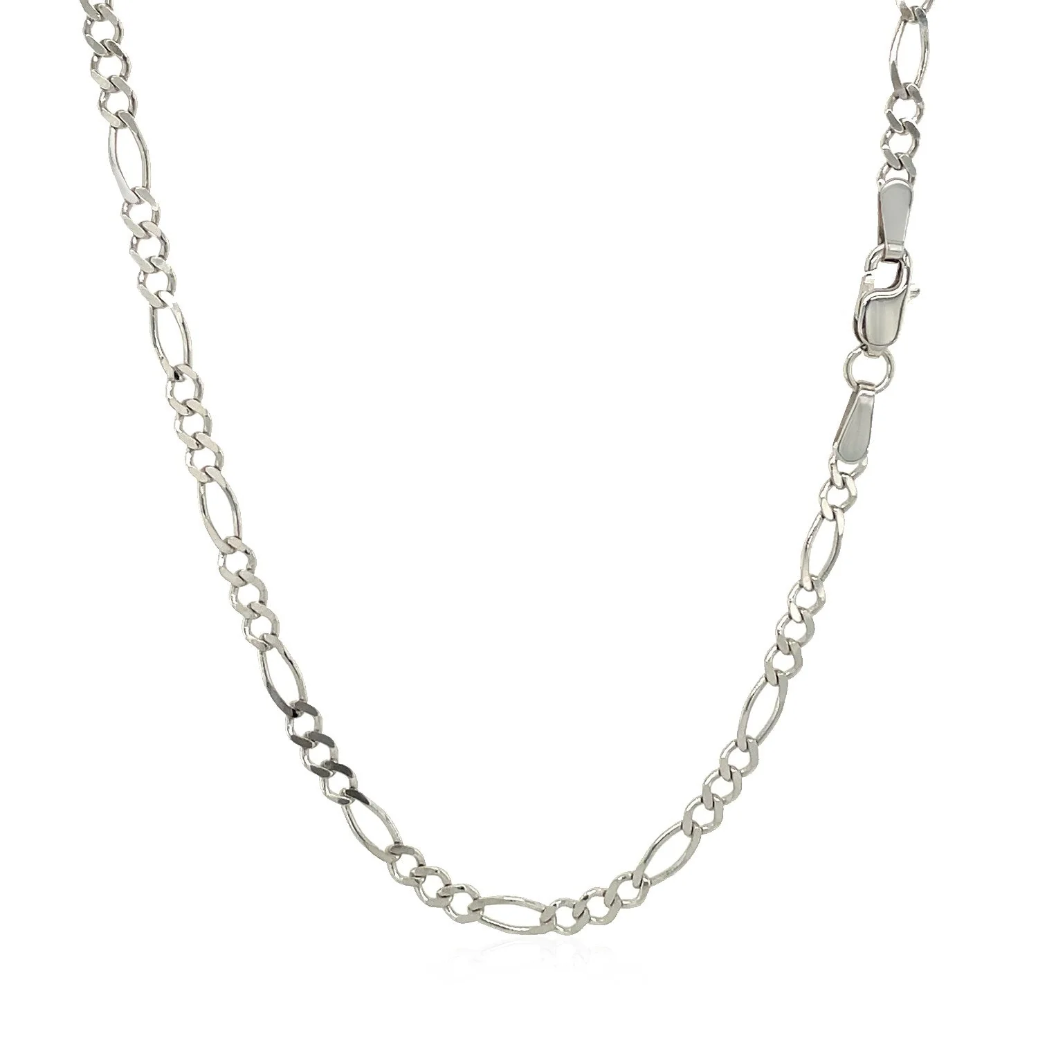 2.6mm 14k White Gold Solid Figaro Chain - Image 8
