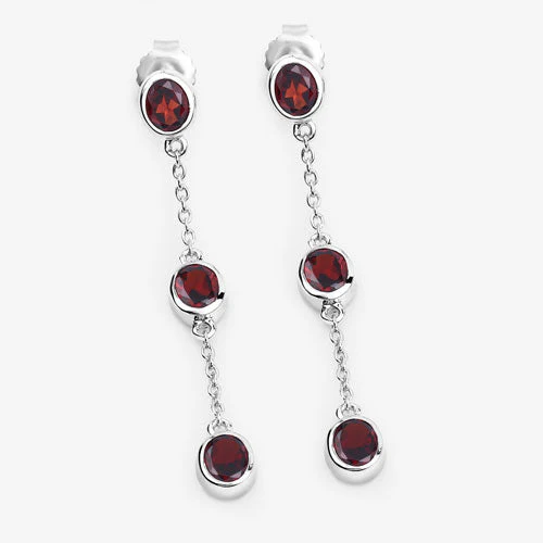 2.70 Carat Genuine Garnet .925 Sterling Silver Earrings - Image 10