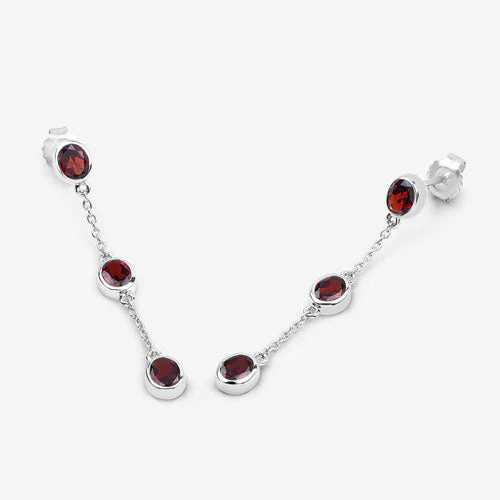 2.70 Carat Genuine Garnet .925 Sterling Silver Earrings - Image 11