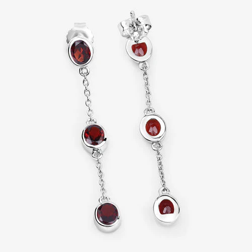2.70 Carat Genuine Garnet .925 Sterling Silver Earrings - Image 12