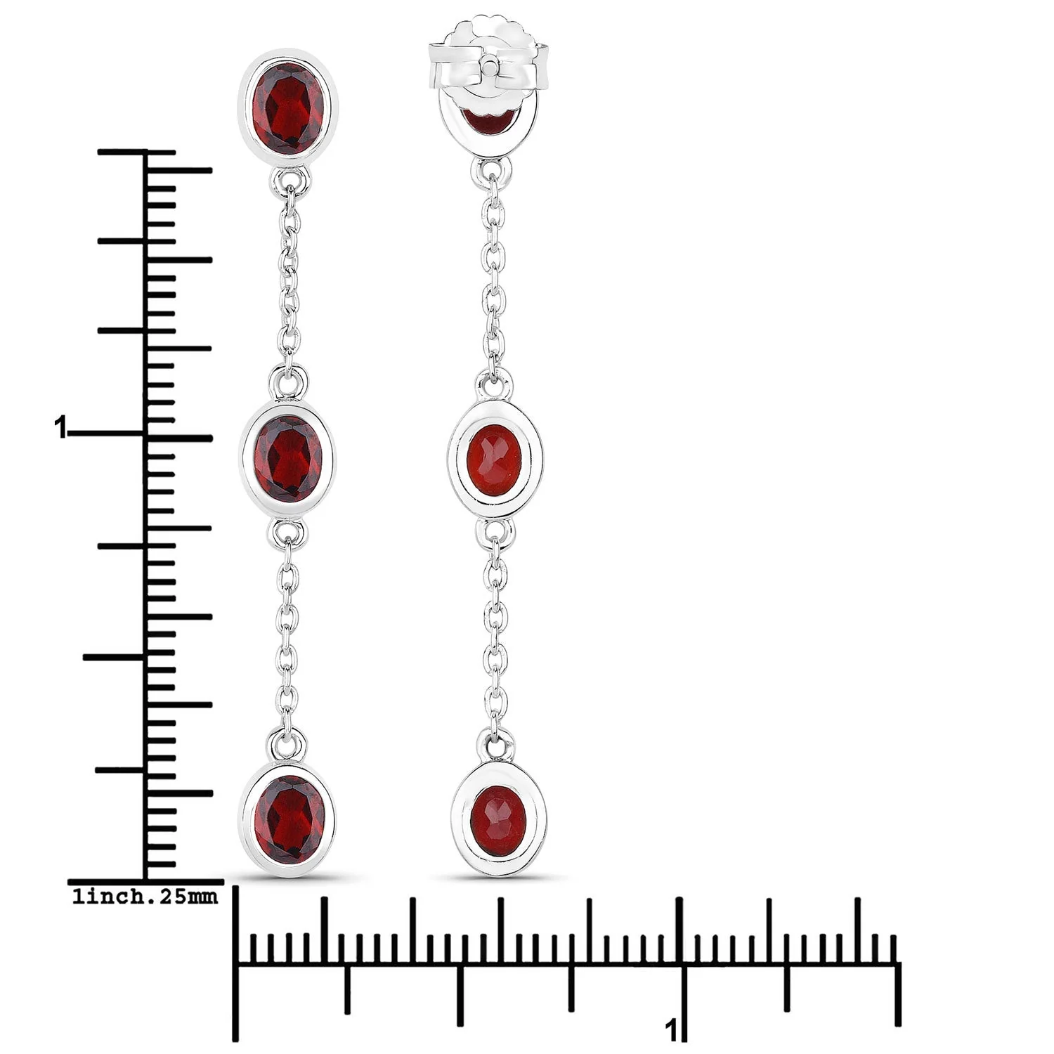 2.70 Carat Genuine Garnet .925 Sterling Silver Earrings - Image 3