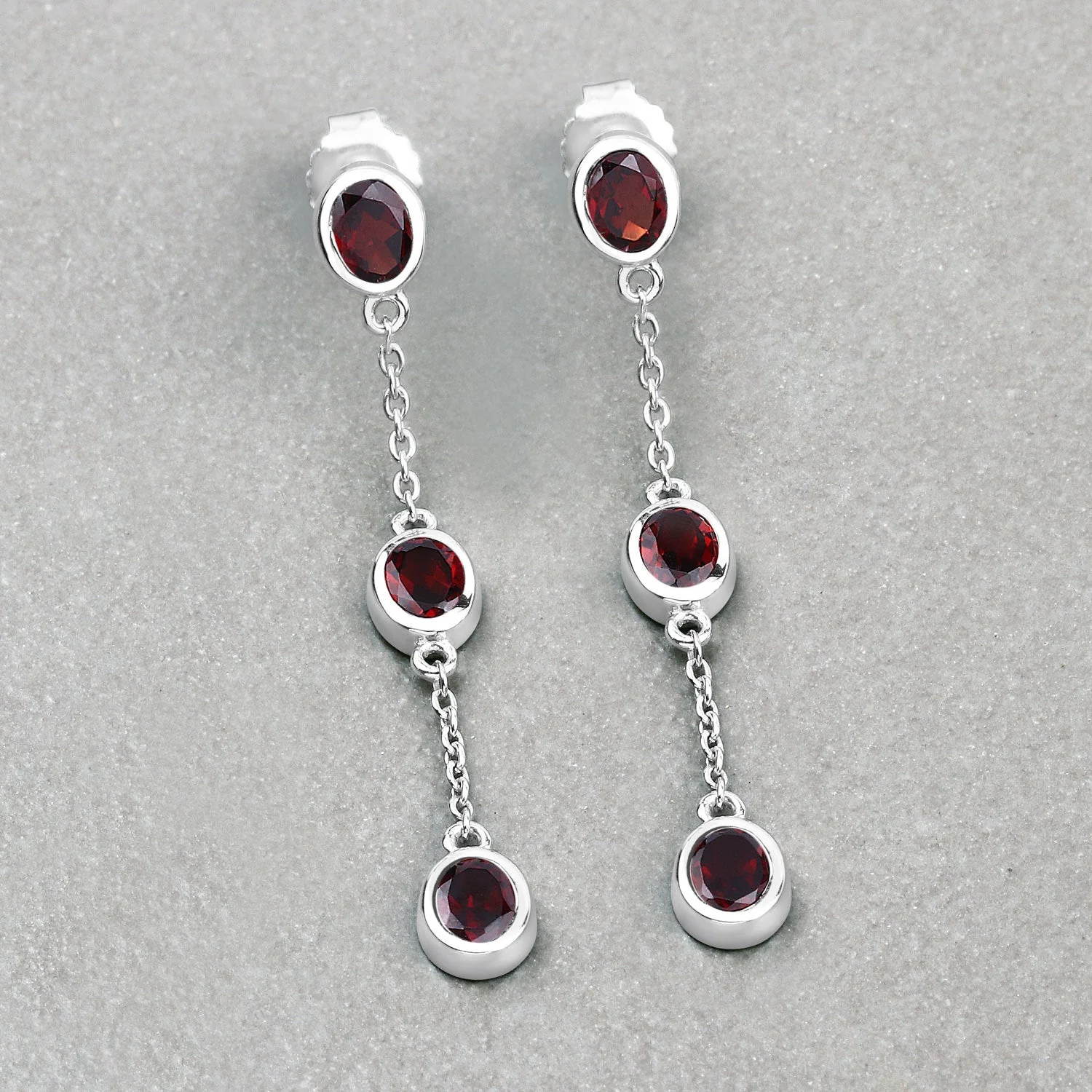 2.70 Carat Genuine Garnet .925 Sterling Silver Earrings - Image 4