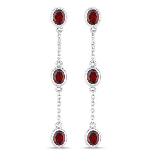 2.70 Carat Genuine Garnet .925 Sterling Silver Earrings - Image 5