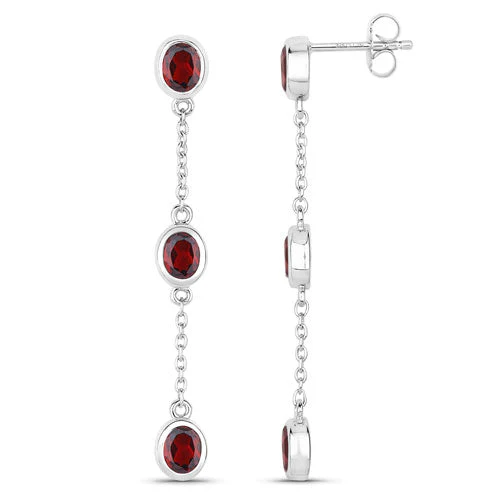 2.70 Carat Genuine Garnet .925 Sterling Silver Earrings - Image 6