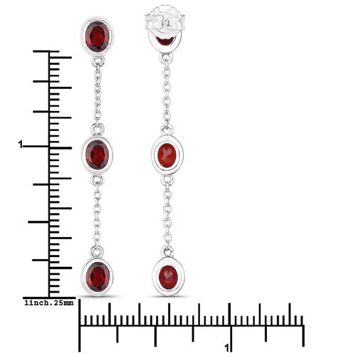 2.70 Carat Genuine Garnet .925 Sterling Silver Earrings - Image 7