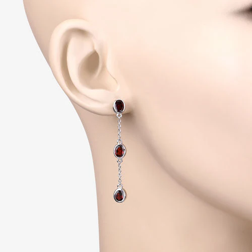 2.70 Carat Genuine Garnet .925 Sterling Silver Earrings - Image 9