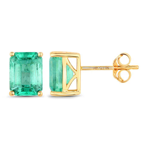 2.75 Carat Genuine Ethiopian Emerald 14K Yellow Gold Earrings - Image 2