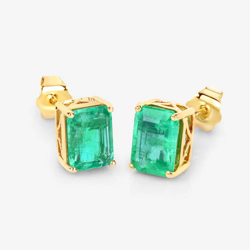 2.75 Carat Genuine Ethiopian Emerald 14K Yellow Gold Earrings - Image 7