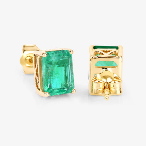 2.75 Carat Genuine Ethiopian Emerald 14K Yellow Gold Earrings - Image 9
