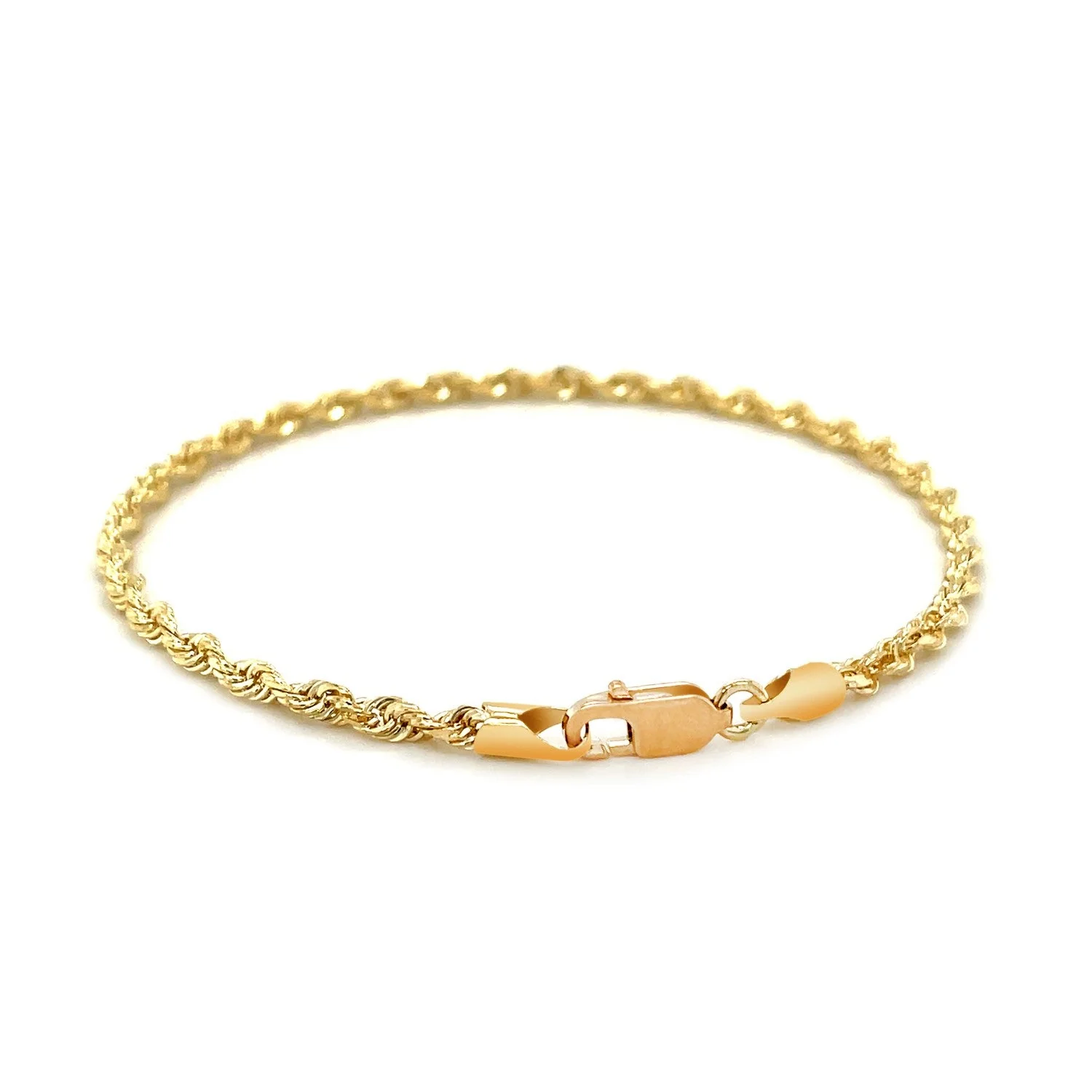 2.75mm 10k Yellow Gold Solid Diamond Cut Rope Bracelet - Image 7