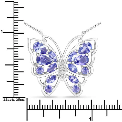2.76 Carat Genuine Tanzanite and White Zircon .925 Sterling Silver Necklace - Image 7