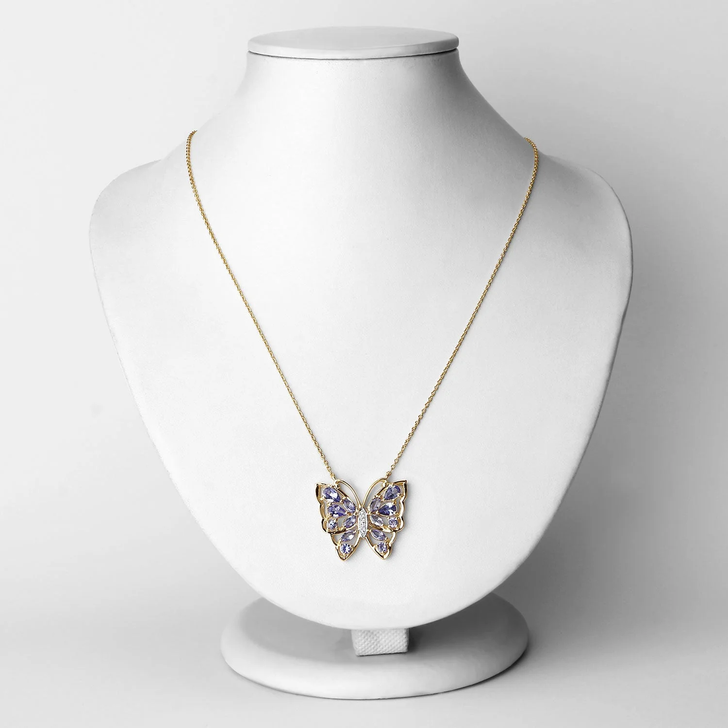 2.76 Carat Genuine Tanzanite and White Zircon .925 Sterling Silver Necklace - Image 2