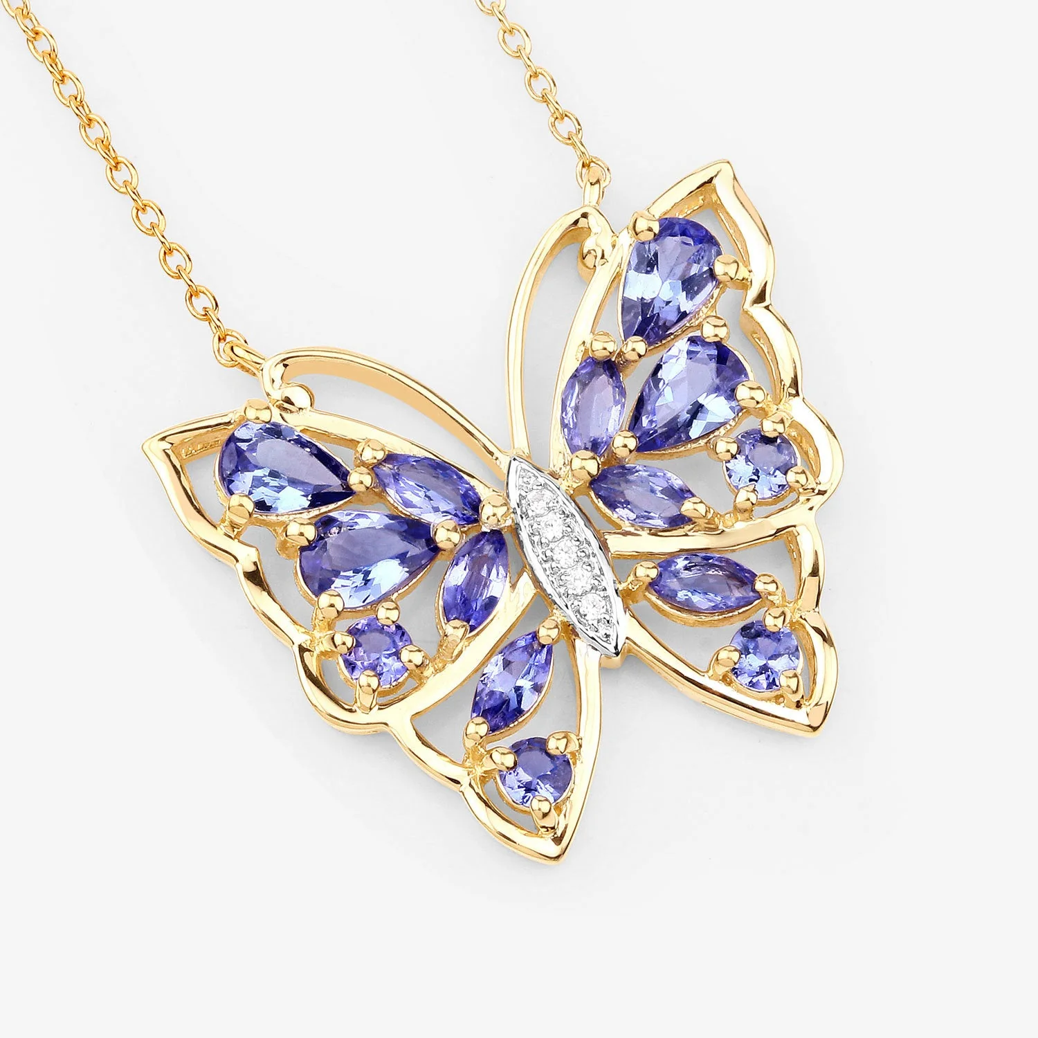 2.76 Carat Genuine Tanzanite and White Zircon .925 Sterling Silver Necklace - Image 4