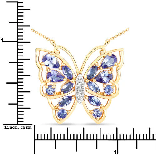 2.76 Carat Genuine Tanzanite and White Zircon .925 Sterling Silver Necklace - Image 7