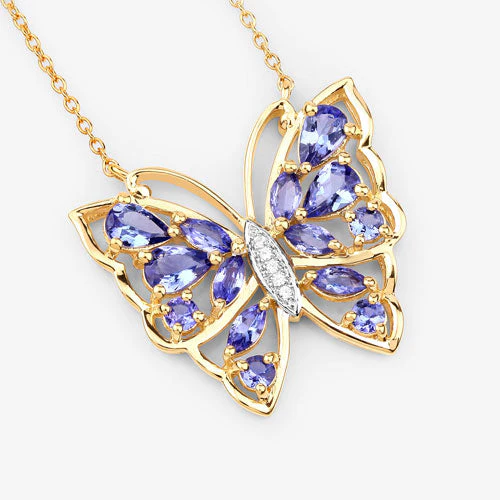 2.76 Carat Genuine Tanzanite and White Zircon .925 Sterling Silver Necklace - Image 8