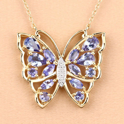 2.76 Carat Genuine Tanzanite and White Zircon .925 Sterling Silver Necklace - Image 9