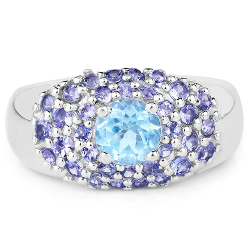2.78 Carat Genuine Blue Topaz and Tanzanite .925 Sterling Silver Ring - Image 6