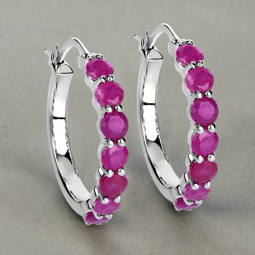 2.80 Carat Genuine Ruby .925 Sterling Silver Earrings - Image 4