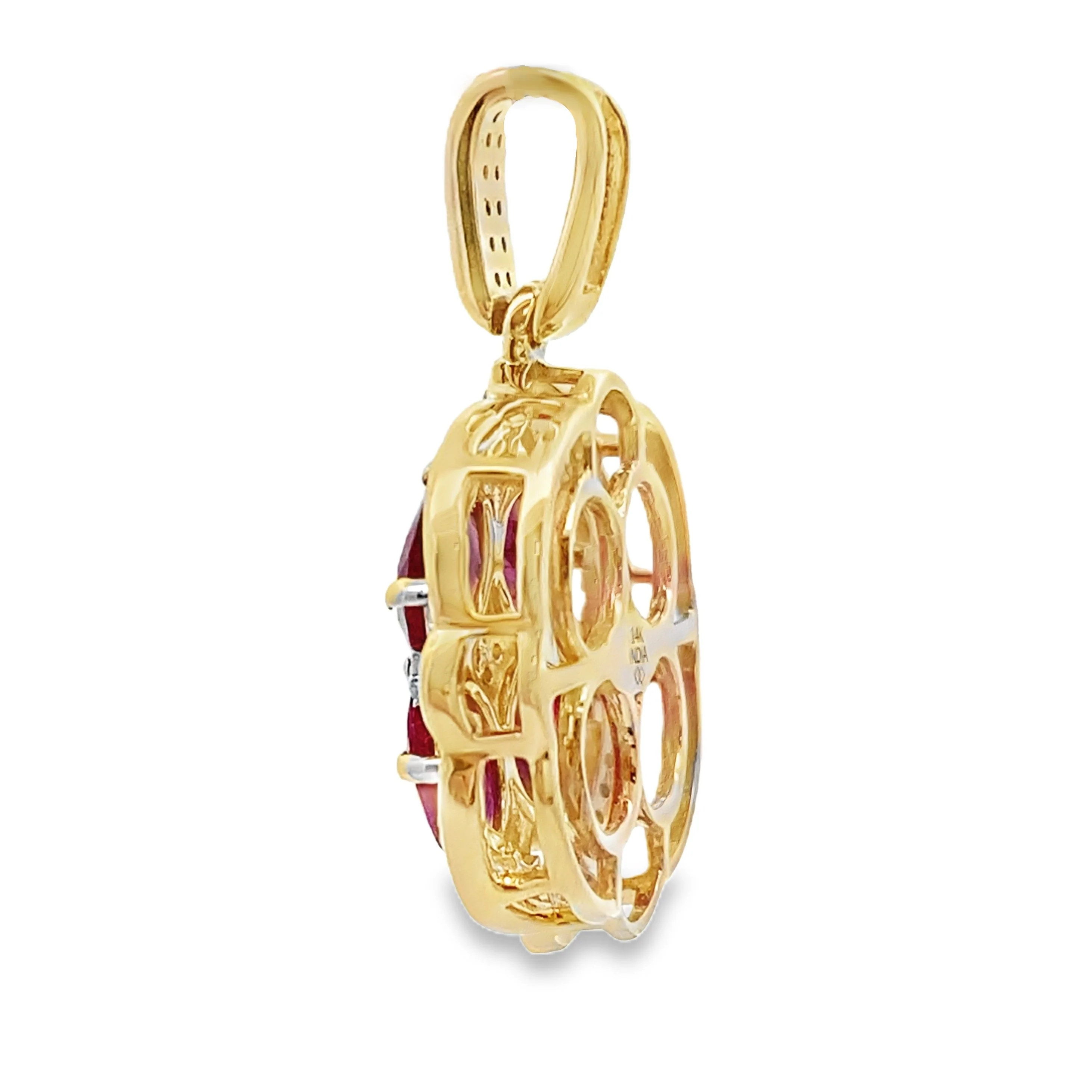 2.80ct Ruby Diamond Fashion Pendants 14KT Yellow Gold - Image 2