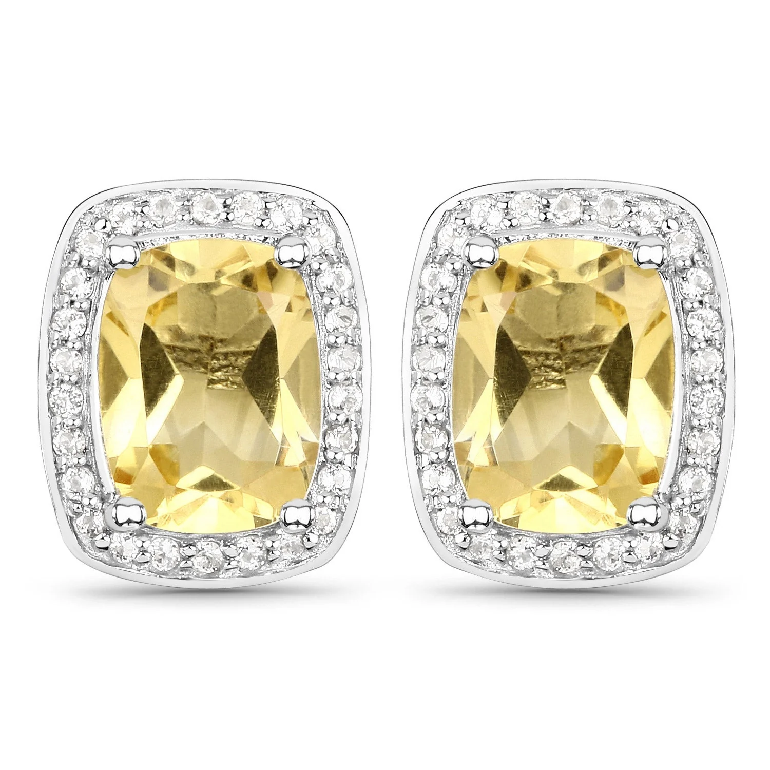 2.81 Carat Genuine Citrine and White Topaz .925 Sterling Silver Earrings
