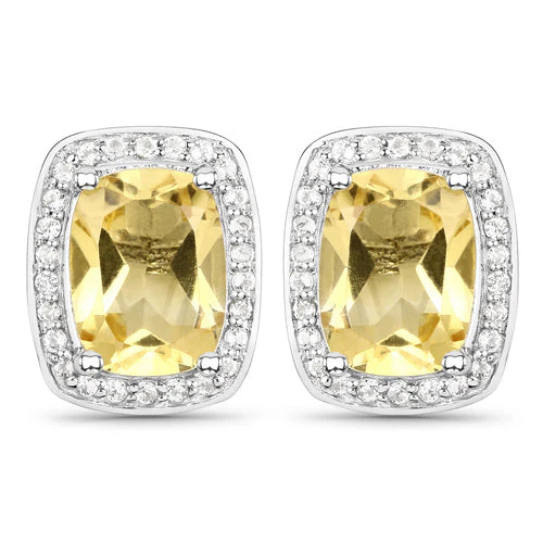 2.81 Carat Genuine Citrine and White Topaz .925 Sterling Silver Earrings - Image 4