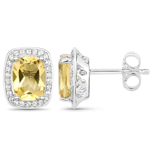 2.81 Carat Genuine Citrine and White Topaz .925 Sterling Silver Earrings - Image 5