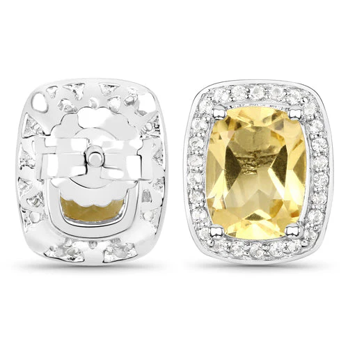 2.81 Carat Genuine Citrine and White Topaz .925 Sterling Silver Earrings - Image 6