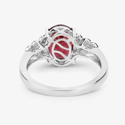2.87 Carat Genuine Rhodolite and White Diamond 14K White Gold Ring - Image 13