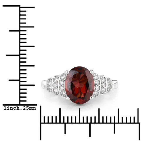 2.87 Carat Genuine Rhodolite and White Diamond 14K White Gold Ring - Image 7