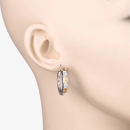 2.88 Carat Genuine Citrine and White Topaz .925 Sterling Silver Earrings - Image 7