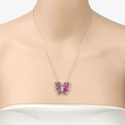 2.88 Carat Genuine Ruby and White Zircon .925 Sterling Silver Necklace - Image 10
