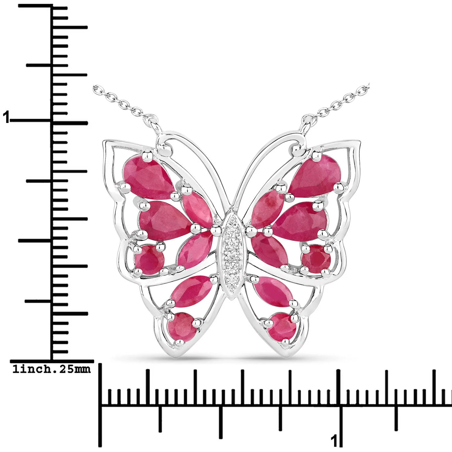 2.88 Carat Genuine Ruby and White Zircon .925 Sterling Silver Necklace - Image 3