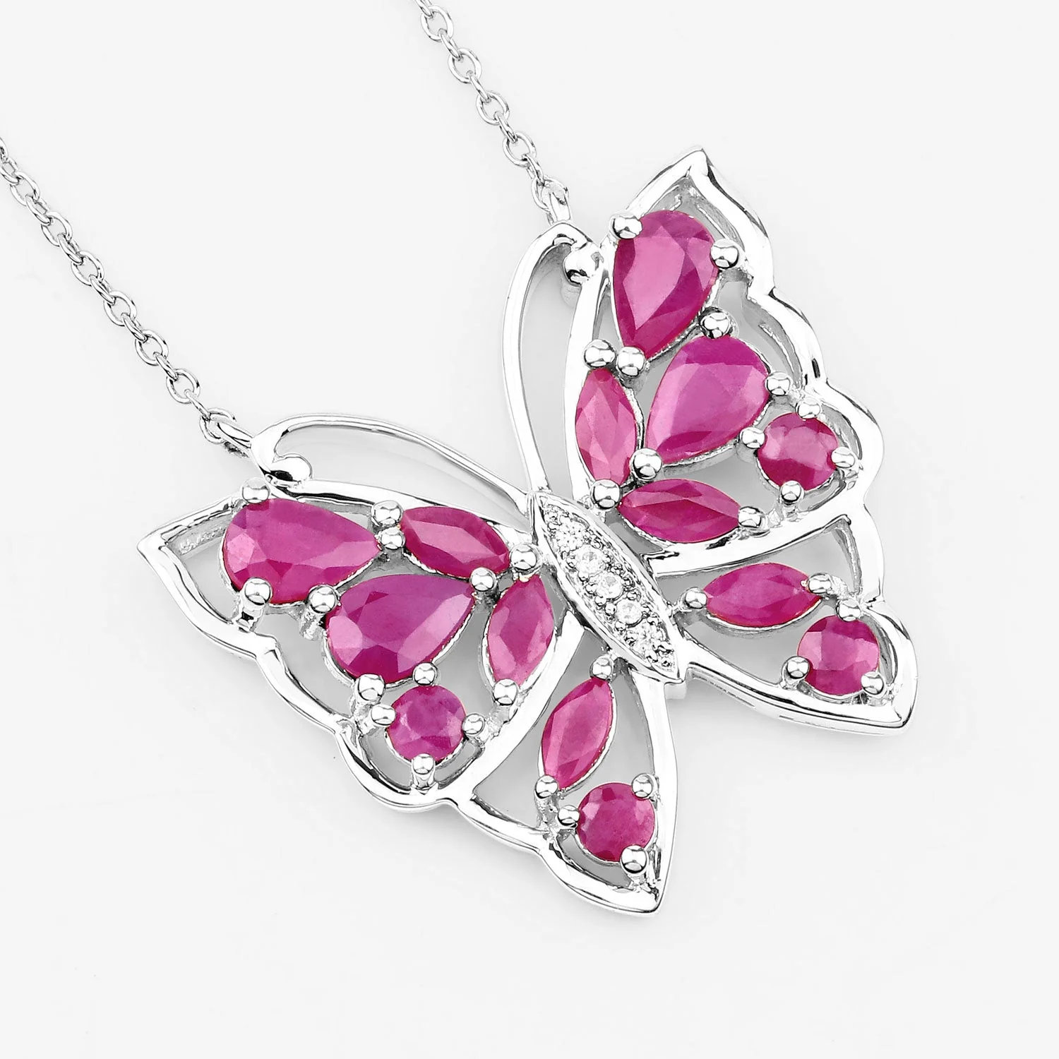 2.88 Carat Genuine Ruby and White Zircon .925 Sterling Silver Necklace - Image 4