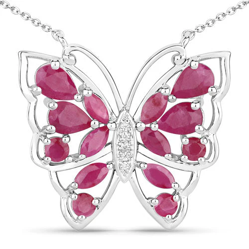 2.88 Carat Genuine Ruby and White Zircon .925 Sterling Silver Necklace - Image 5